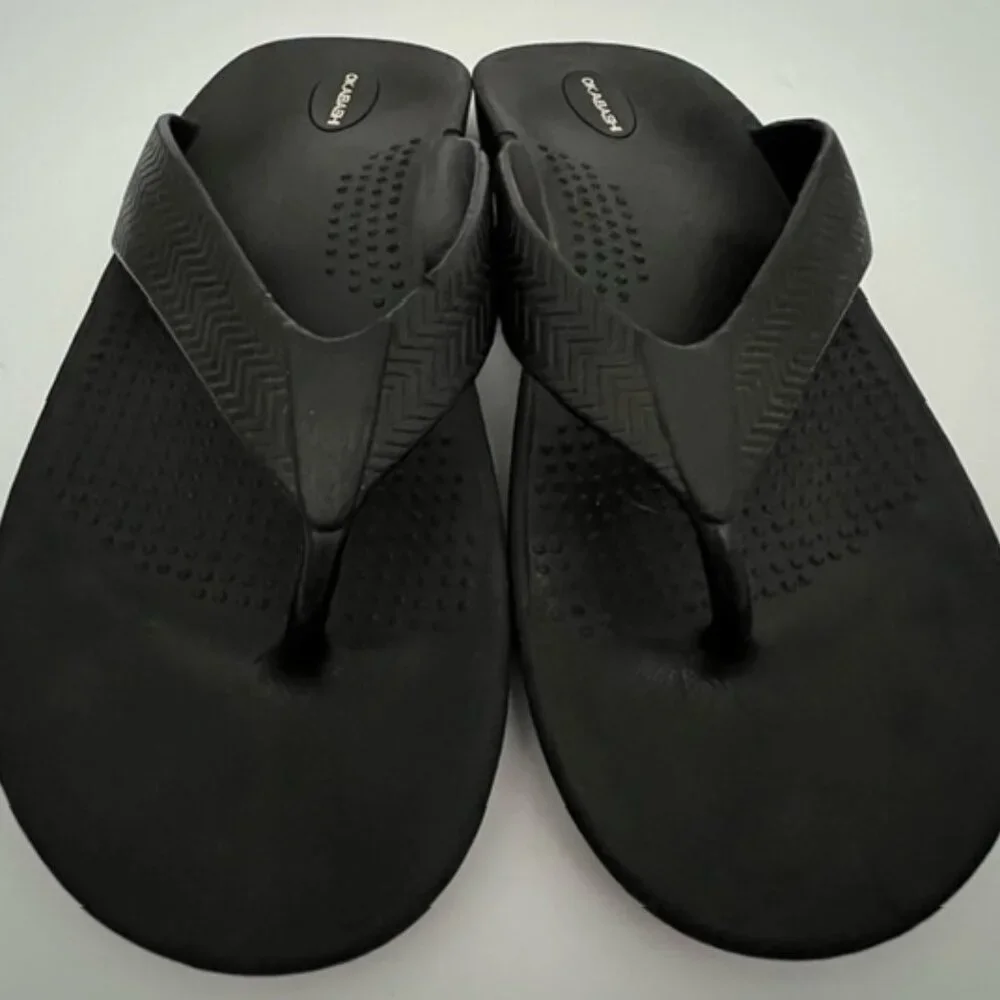 OKABASHI Mens Flip Flops, Black, Size XL